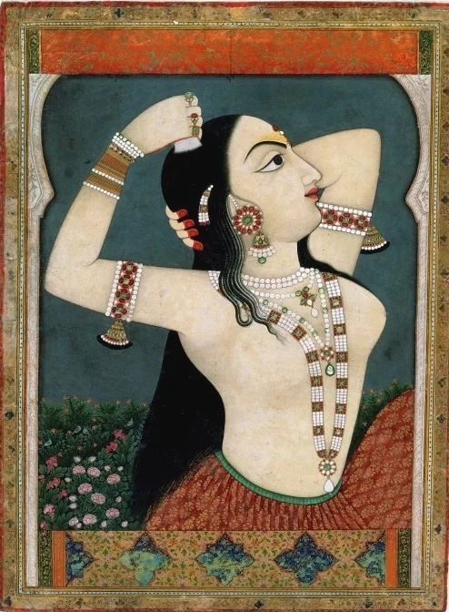 A lady combing her hair, detail