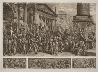 The Ashes of Trajan Carried in a Triumphal Procession, by Luigi Ademollo, ink, 1806