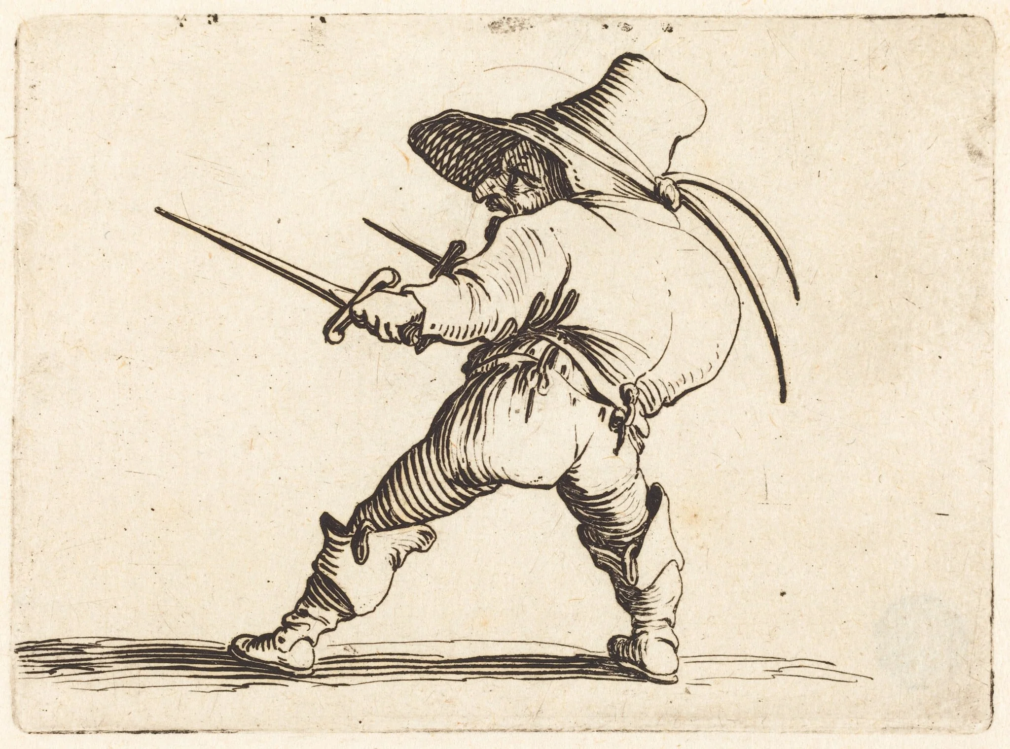 Duellist with Sword and Dagger, detail