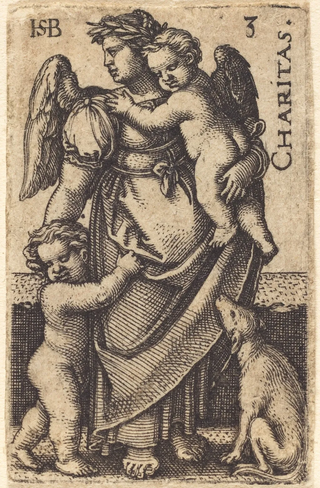 Charitas (Charity), by Sebald Beham, ink, 1539