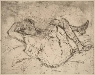 Dreaming Girl, by Ernst Ludwig Kirchner, ink, 1906