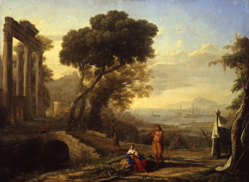 Italian Coastal Landscape, by Claude Lorrain, oil, 1642