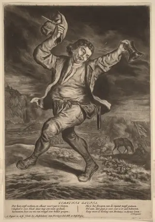 The Happy Patriot, by Cornelis Dusart, ink, 1695