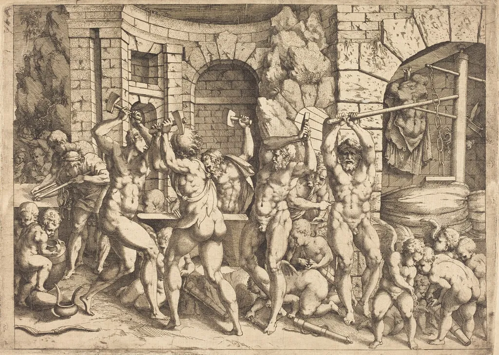 The Forge of Vulcan, by Louis Elle I, ink, 1650