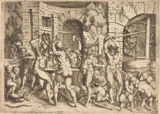 The Forge of Vulcan, by Louis Elle I, ink, 1650