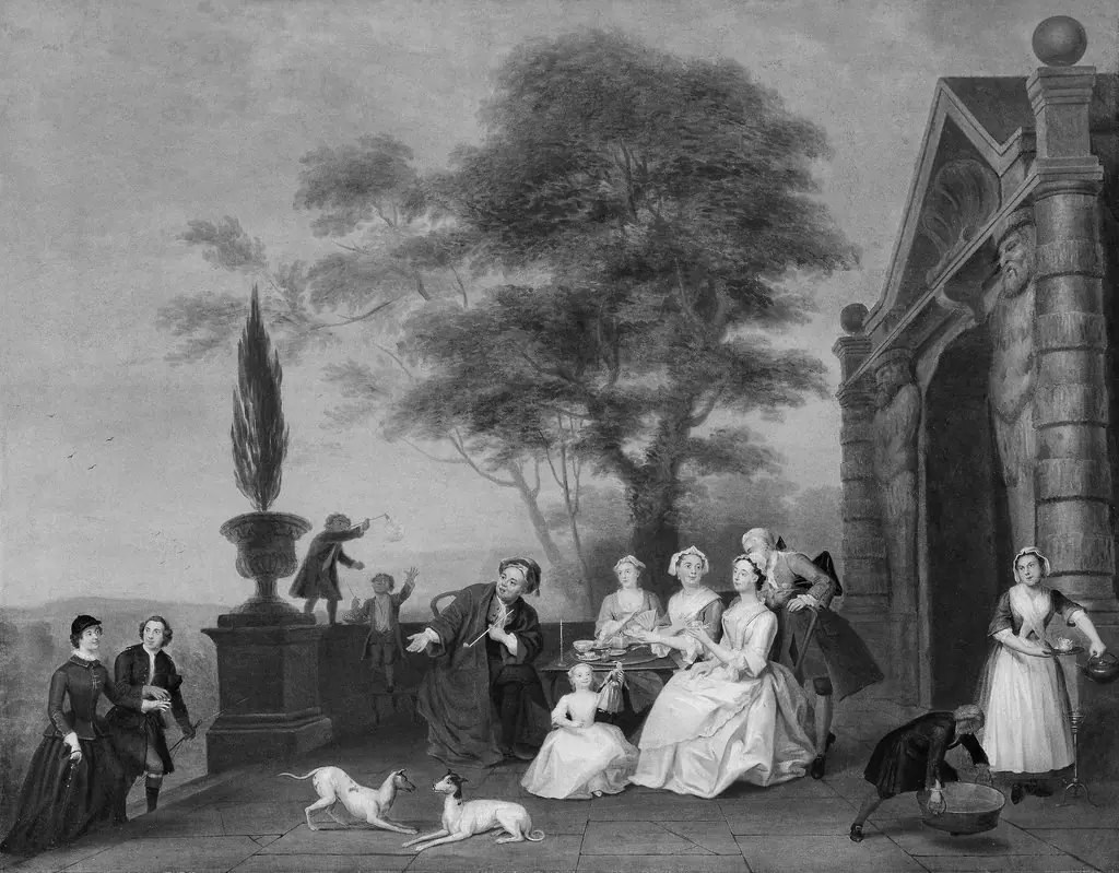 Family Group on a Terrace, by John Theodore Heins, oil, 1740