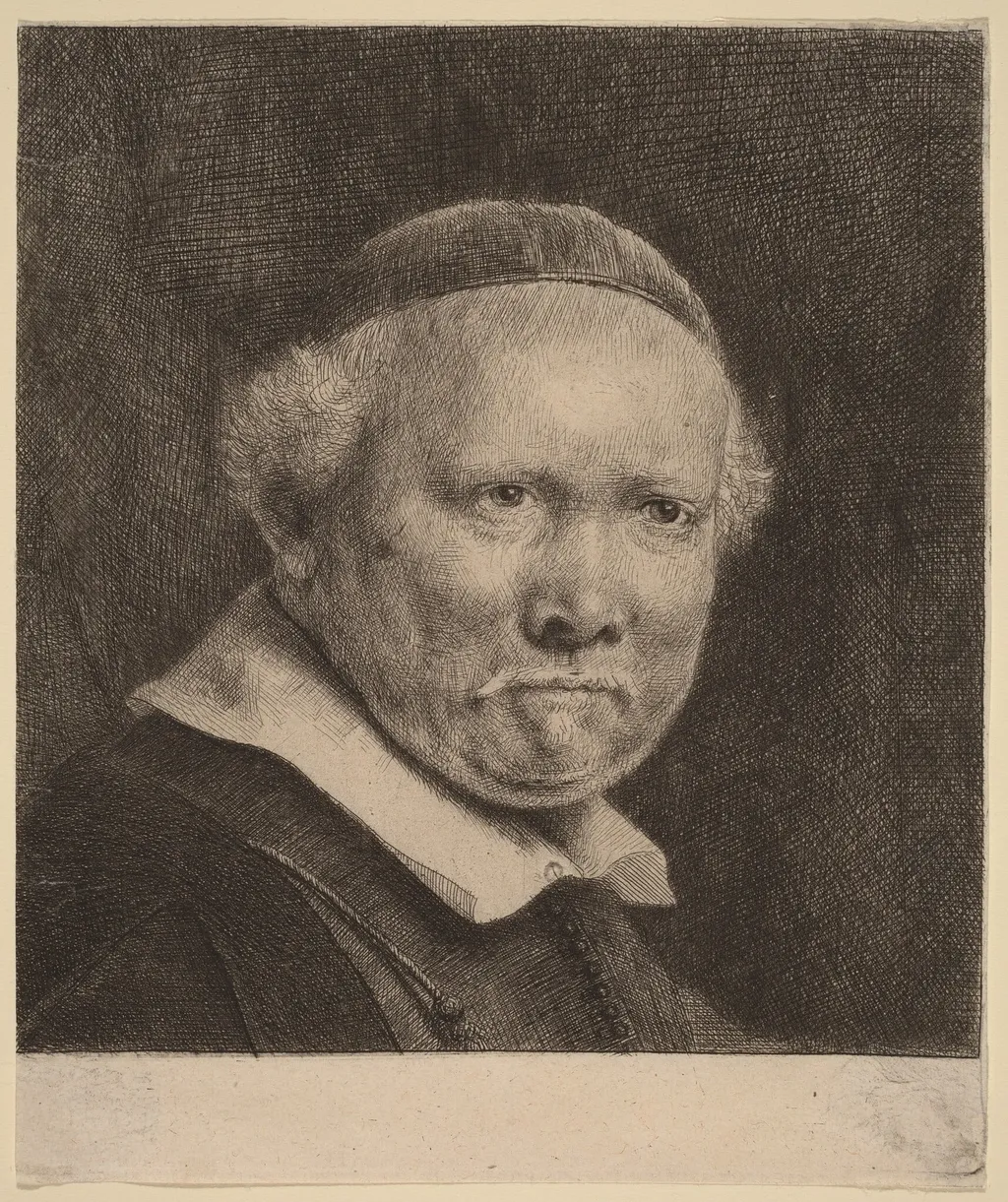 Lieven Willemsz van Coppenol: the Larger Plate, by Rembrandt, ink, 1658