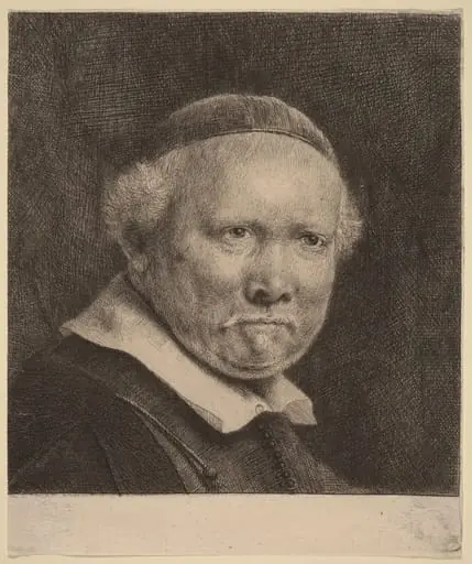 Lieven Willemsz van Coppenol: the Larger Plate, by Rembrandt, ink, 1658