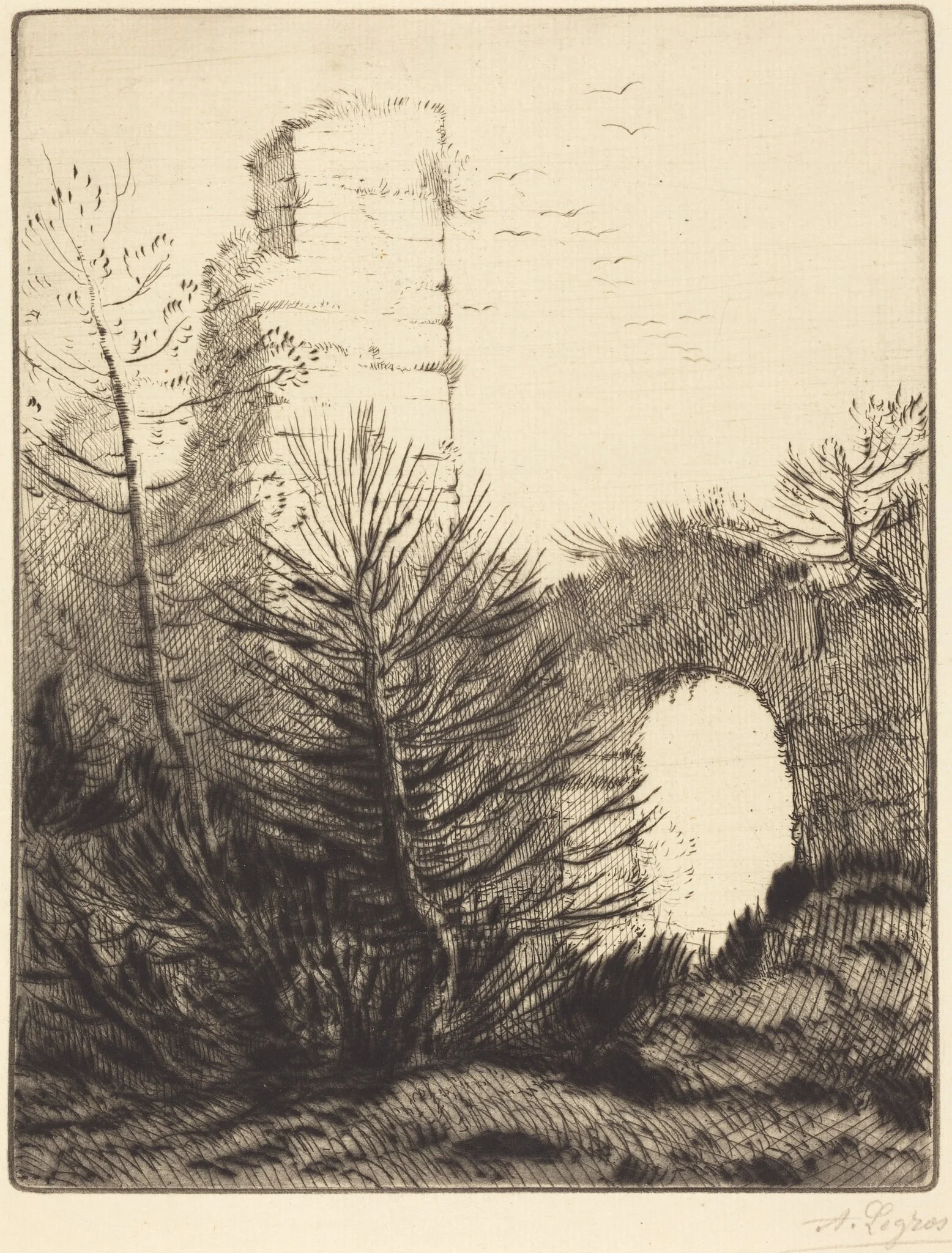 Ruins of a Monastery (Les ruines du monastere), detail