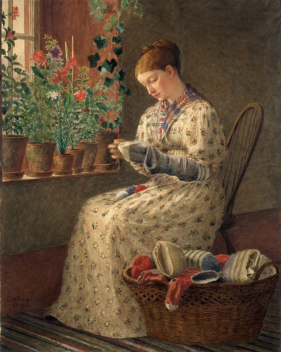 A Month's Darning, detail