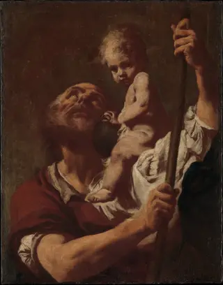 Saint Christopher Carrying the Infant Christ, by Giovanni Battista Piazzetta, oil, 1730