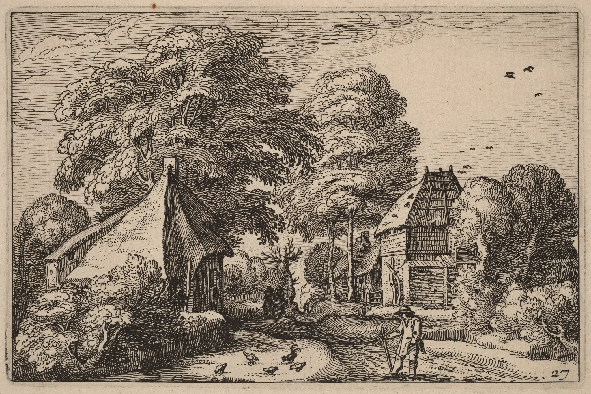 Road with Barn and Cottages, detail