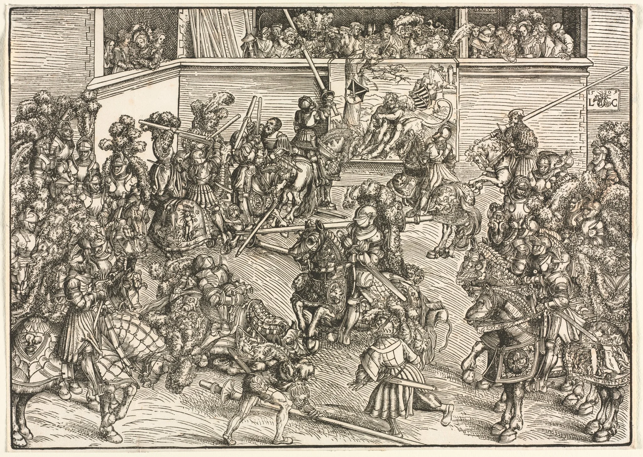 The Second Tournament with the Tapestry of Sampson and the Lion, detail