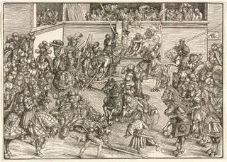 The Second Tournament with the Tapestry of Sampson and the Lion, by Lucas Cranach the Elder, 1509