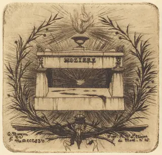 Le tombeau de Molière, au Père-Lachaise, Paris (Moliere's Tomb, in Père-Lachaise Cemetary, Paris), by Charles Meryon, ink, 1854
