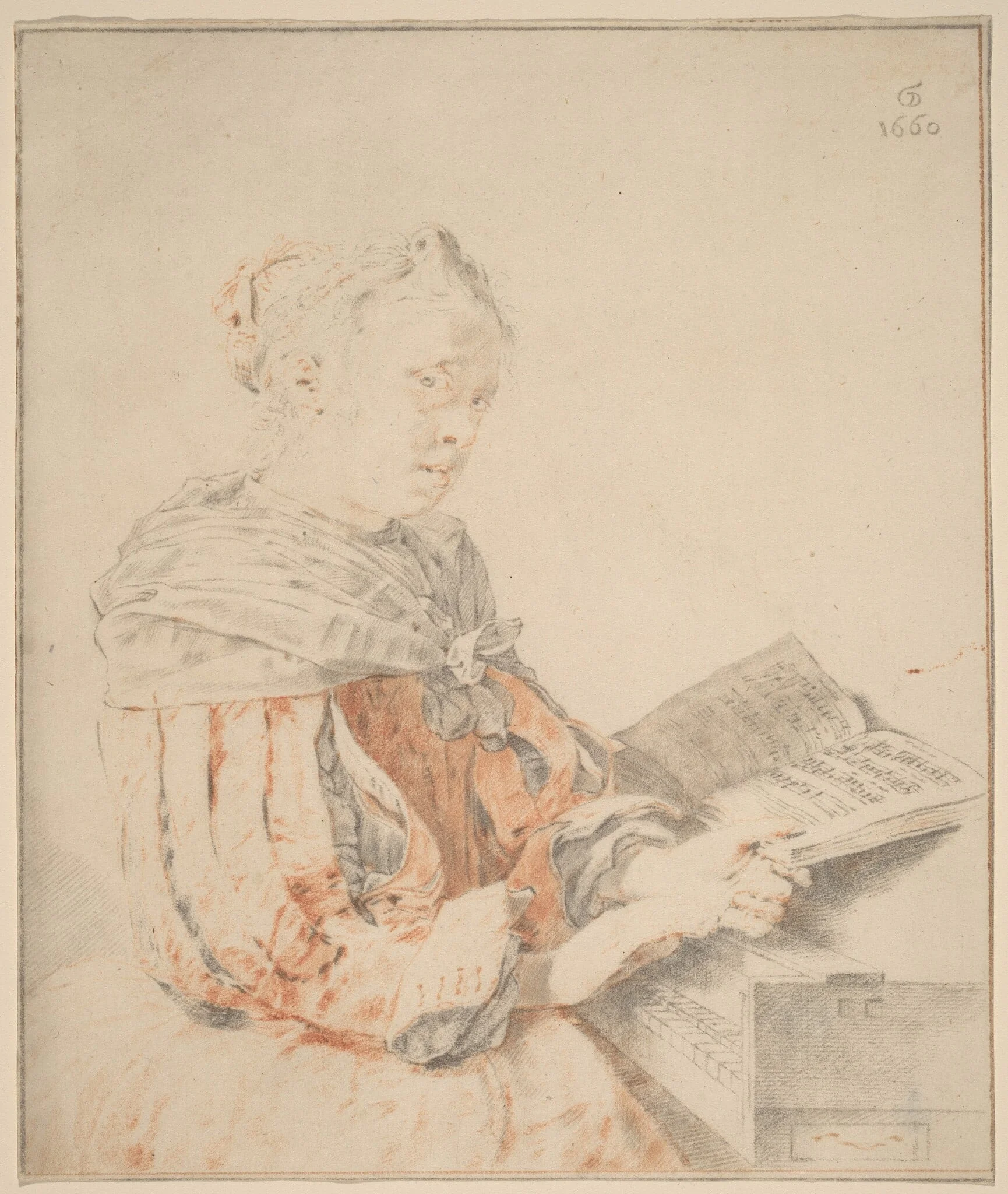 Young Girl at the Keyboard, detail
