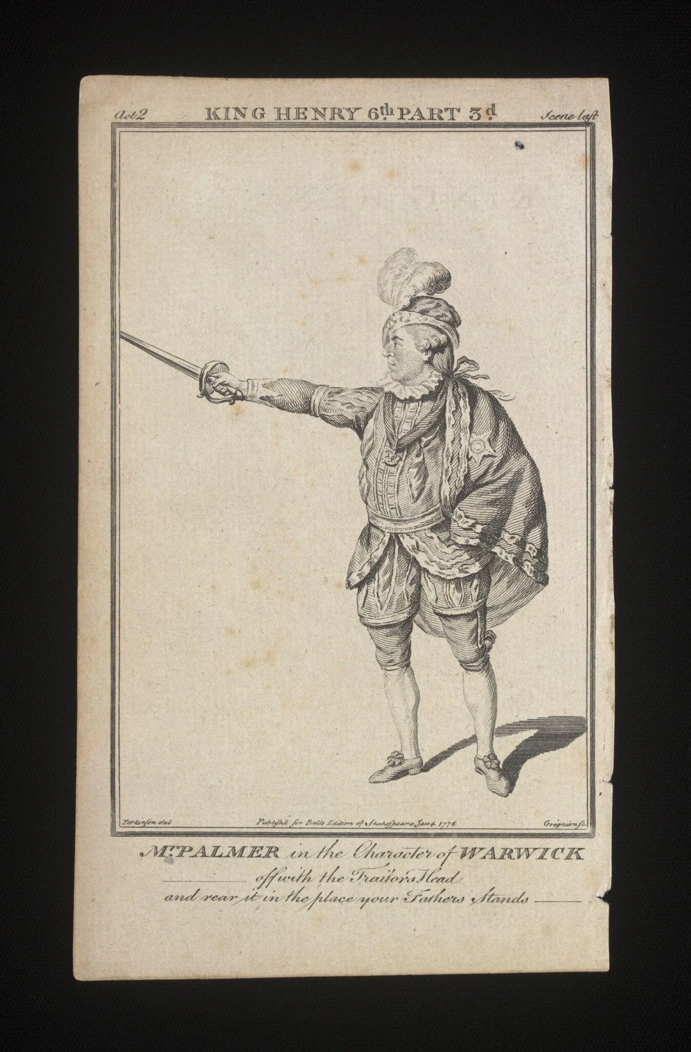 John Palmer Junior as the Earl of Warwick, detail