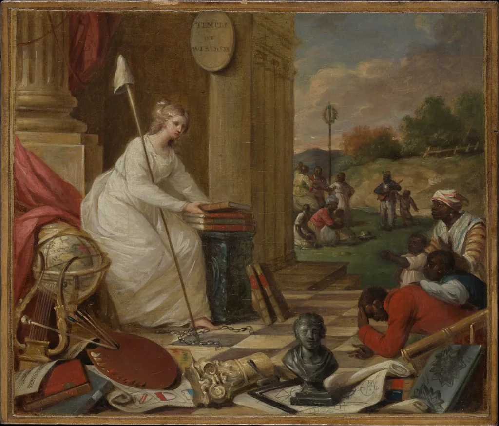 Study For Liberty Displaying the Arts and Sciences, or The Genius of America Encouraging the Emancipation of the Blacks, by Samuel Jennings, oil, 1796