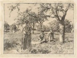 Washerwomen Setting the Linens Out to Dry, by Léon Augustin Lhermitte, pastel, 1884