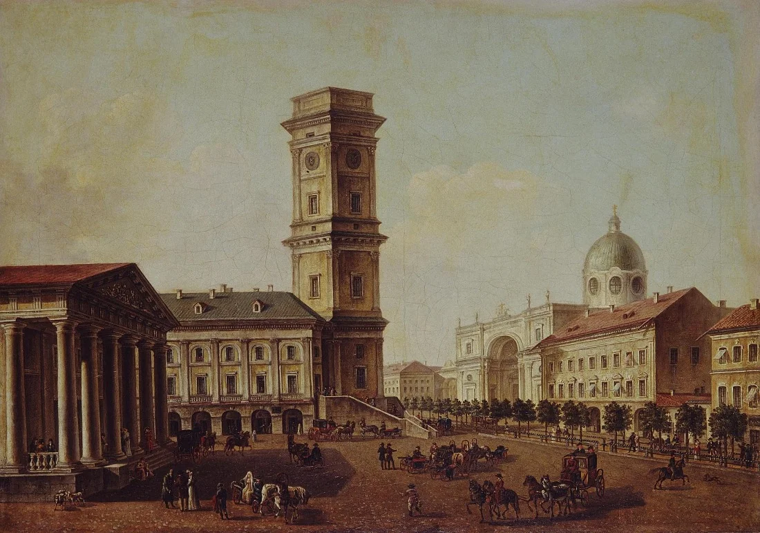 The View of Nevsky Prospect near the City Duma in St Petersburg, detail