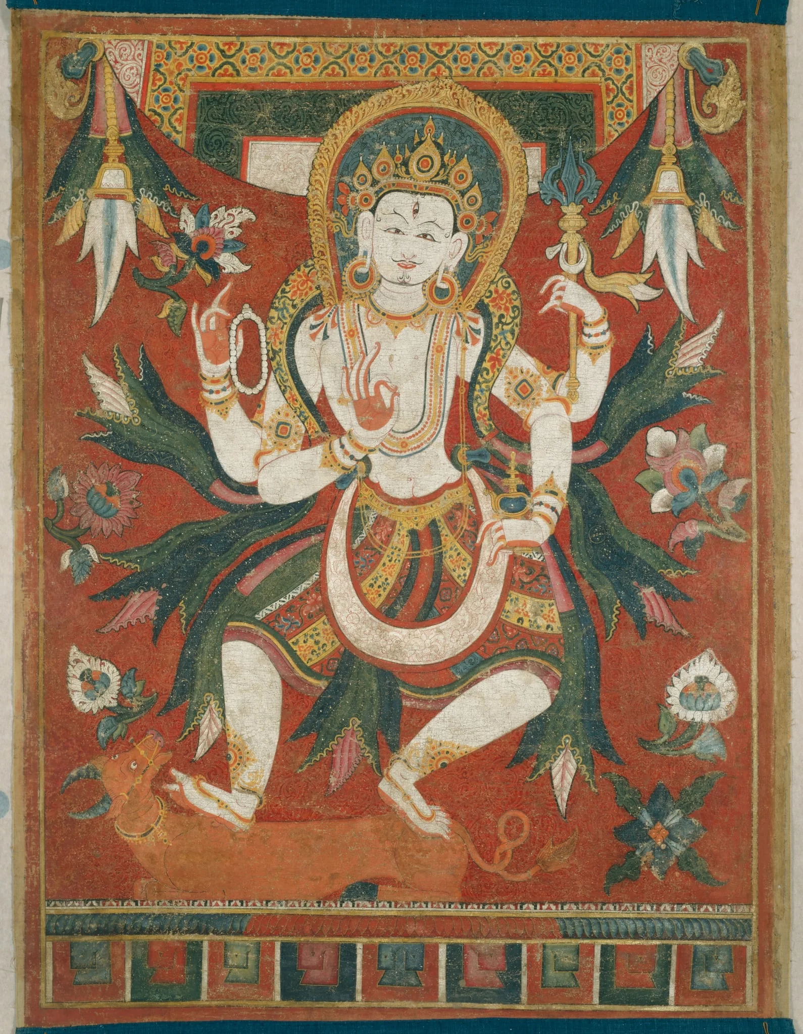 Double-Sided Painted Banner (Paubha) with God Shiva, detail