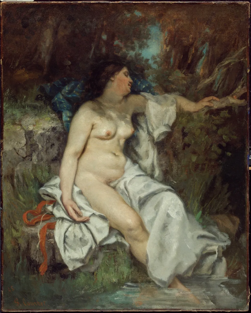Bather Sleeping by a Brook, by Gustave Courbet, oil, 1845