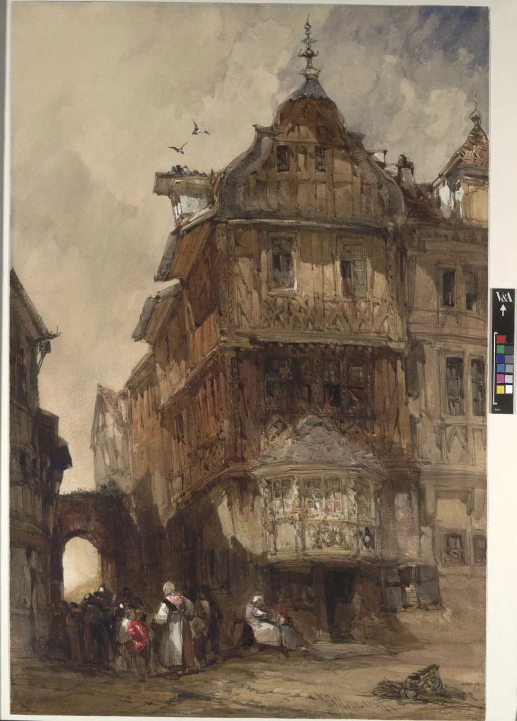 Old Houses, Berncastel, on the Moselle, by Callow, watercolor, 1847