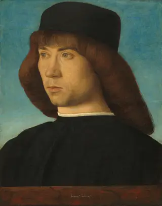 Portrait of a Young Man, by Giovanni Bellini, oil, 1490