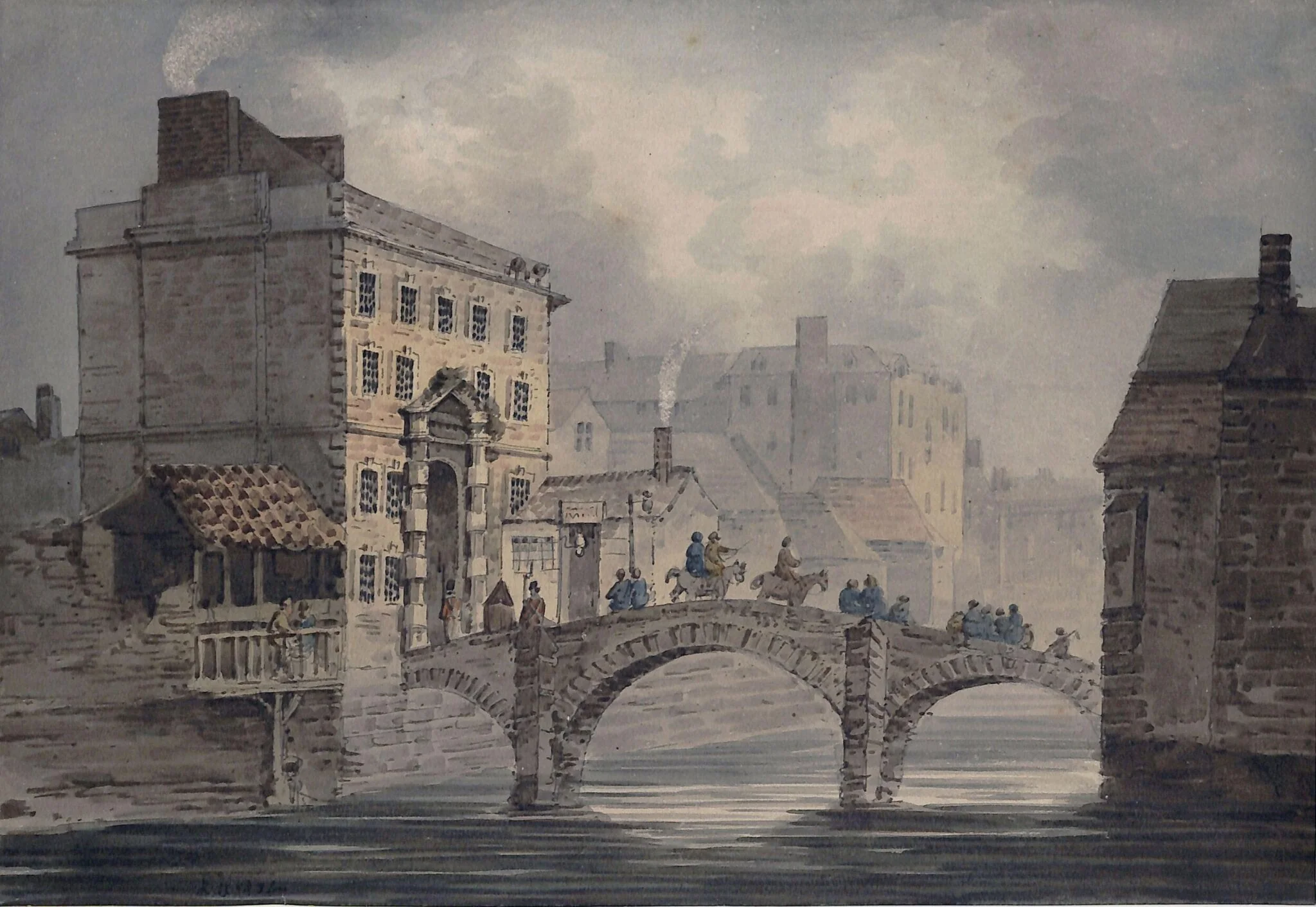 A Bridge over a River in a Town, detail