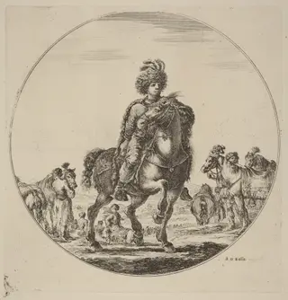 Hungarian Cavalier, by Stefano Della Bella, ink, 1637