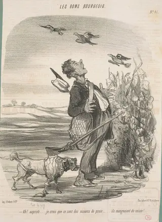 Ah! ... Je crois que ce sont des oiseaux de proie ..., by Honoré Daumier, ink, 1847