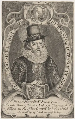 Sir Francis Bacon, by Simon van de Passe, ink, 1621