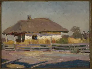 Peasant cottage, by Jan Stanisławski, oil, 1893