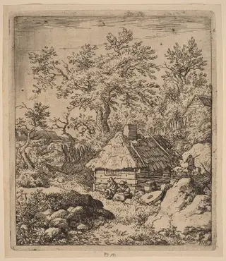 Landscape with Millstone near a Cask, by Allart van Everdingen, ink, 1650