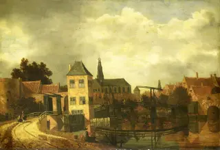 View of Haarlem from across the Spaarne, near the Eendjespoort, by Balthasar van der Veen, oil, 1650