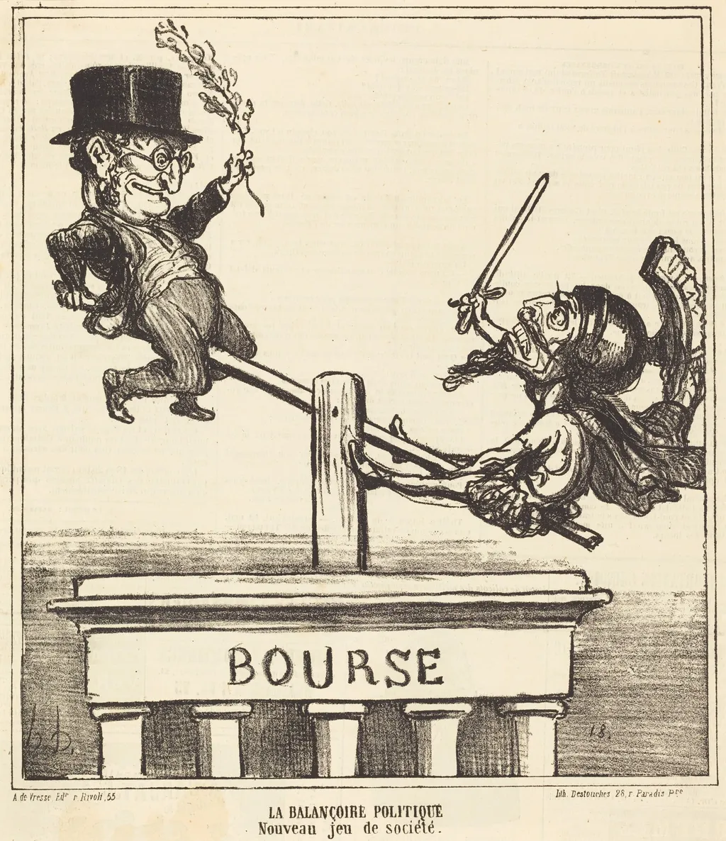 La Balançoire politique..., by Honoré Daumier, ink, 1866