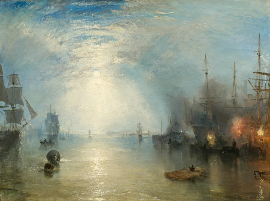 Keelmen Heaving in Coals by Moonlight, by Joseph Mallord William Turner, oil, 1835