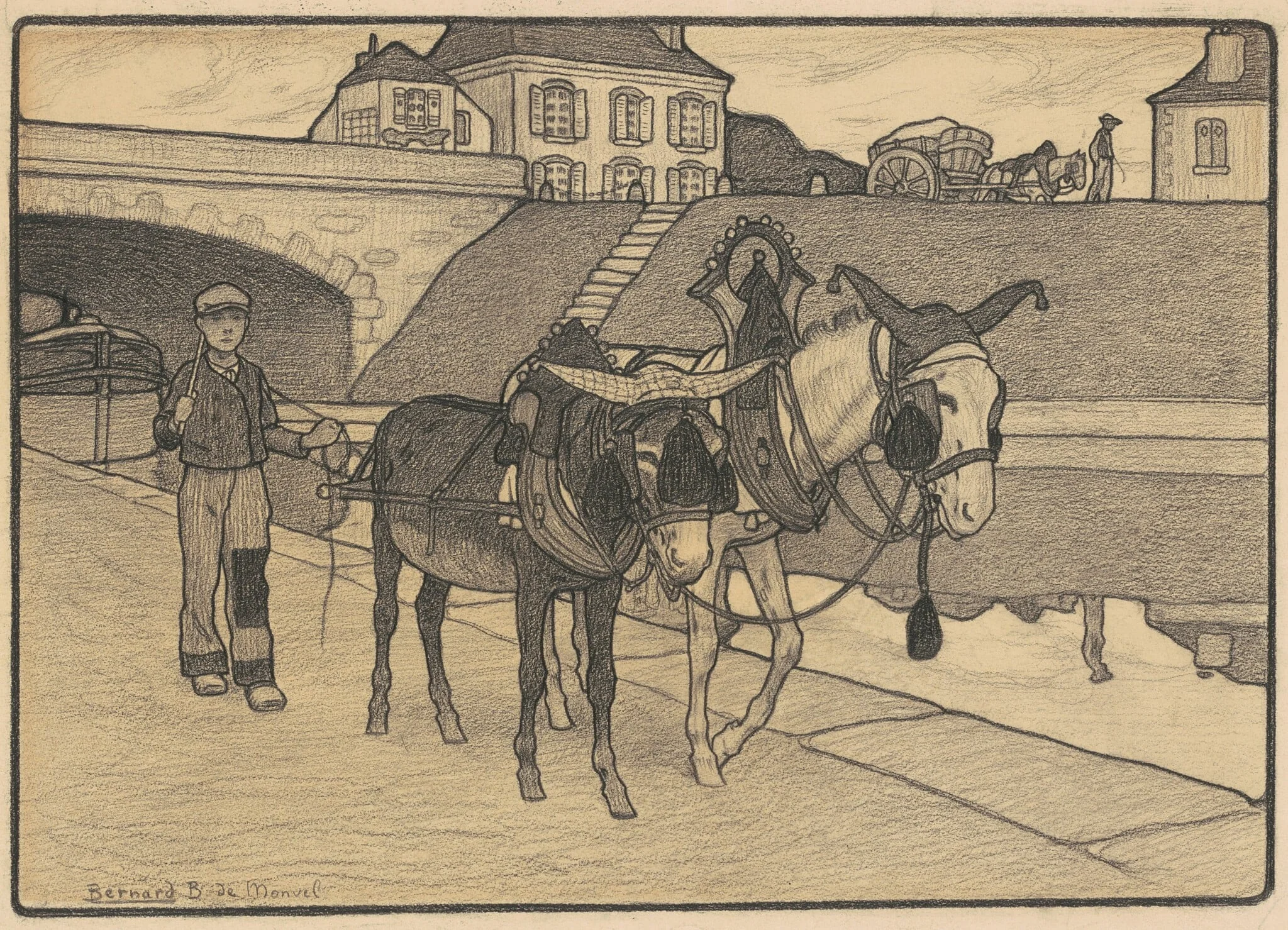 Preliminary Drawing for "A Donkey-Team (Attelage d'ânes)", detail