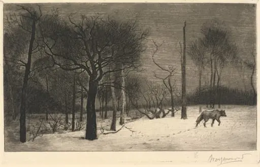 Hiver (Le Loup dans la neige), by Félix Bracquemond, ink, 1864