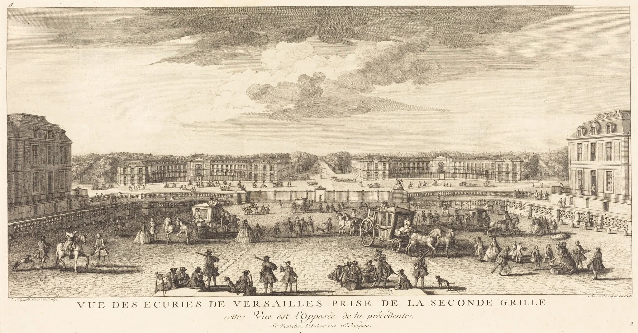 Vue des Ecuries de Versailles Prise de la Seconde Grille, detail