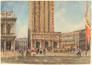 The Piazza San Marco, by Rudolf von Alt, chalk, 1874