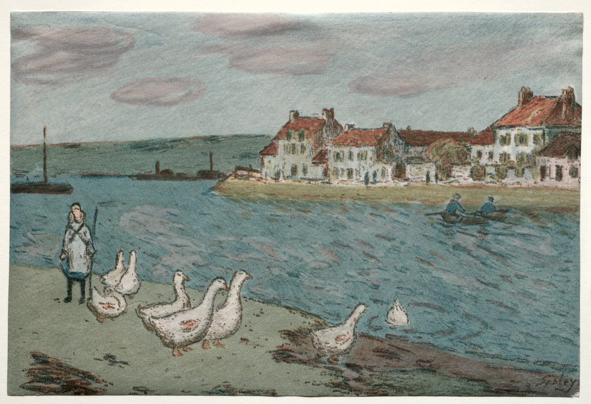 The River Bank or Geese, detail