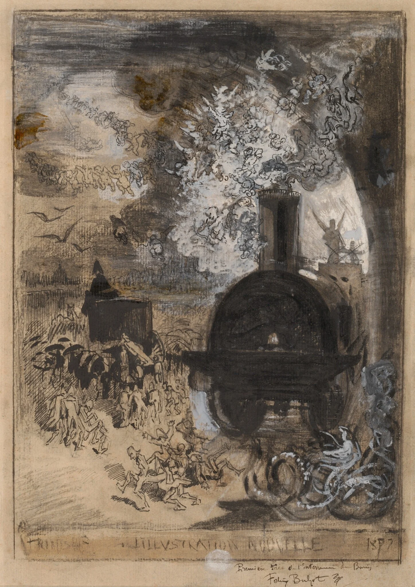 Frontispiece for L'Illustration Nouvelle: The Burial of the Burin, detail