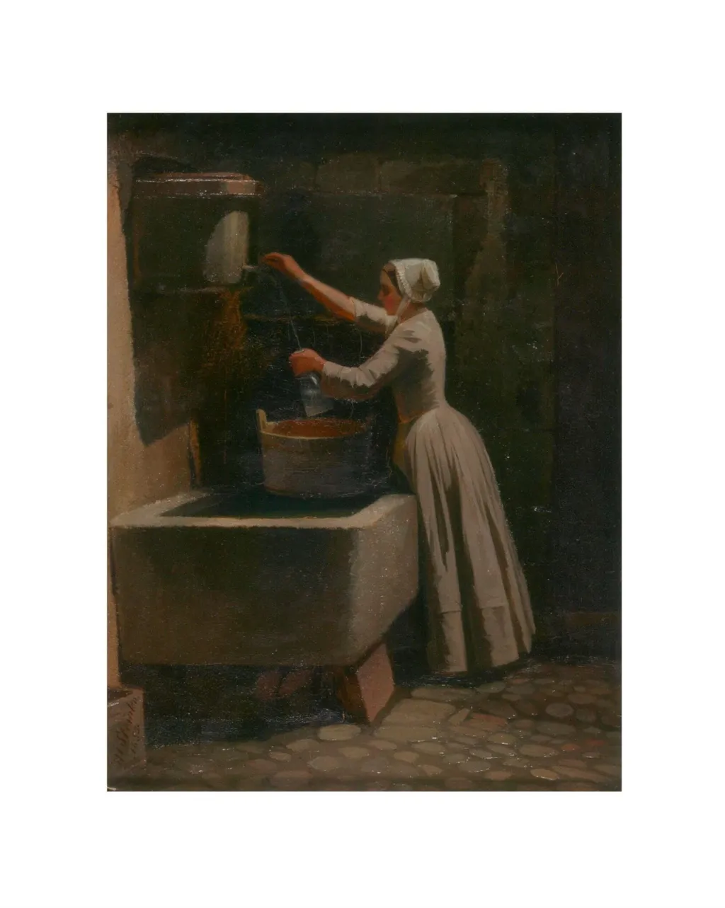 Drawing Water, by Marius Steinlen, oil, 1855