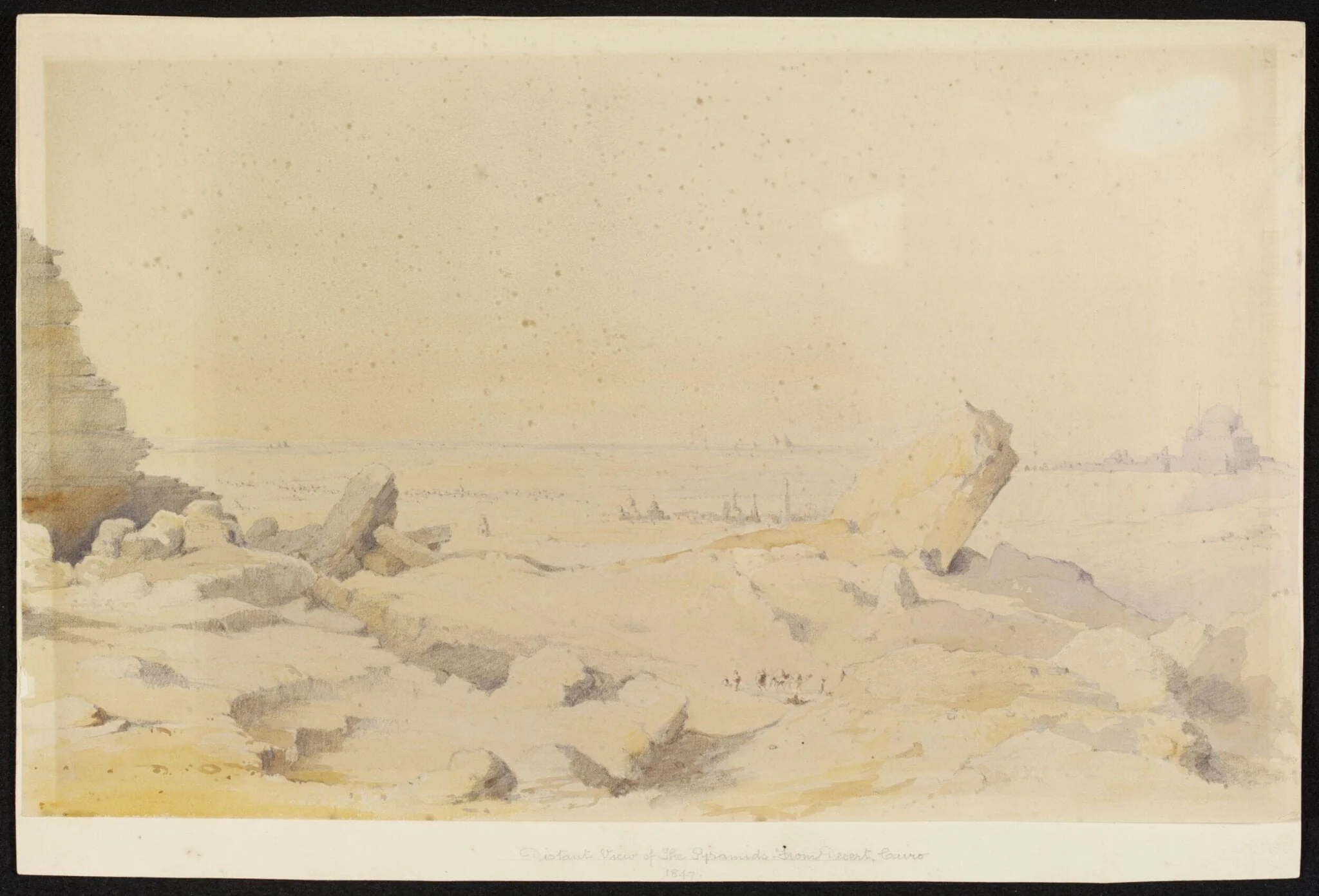 Distant View of the Pyramids - from the Desert at Cairo,, detail