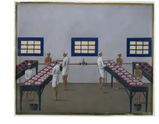 One of nineteen drawings illustrating processes in the manufacture of opium at the Opium Factory at Gulzarbagh, Patna, in Bihar., by Shiva Dayal Lal, paint, 1857