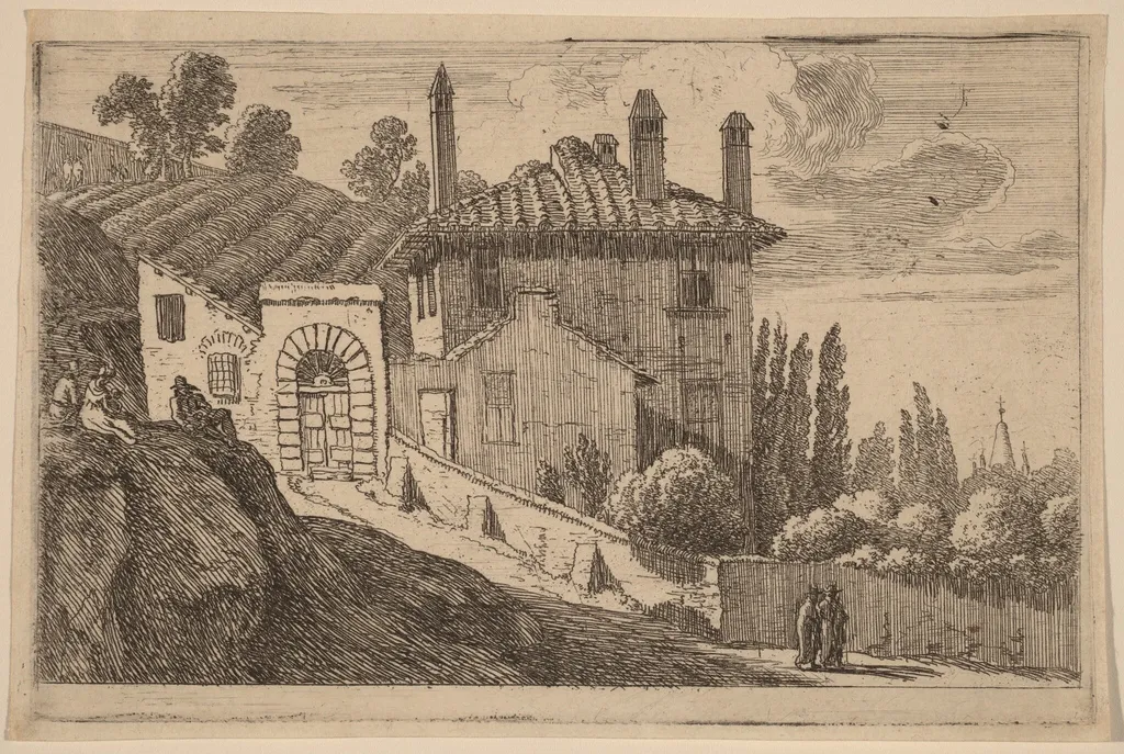 View of an Italian Villa, by Herman van Swanevelt, ink, 1628