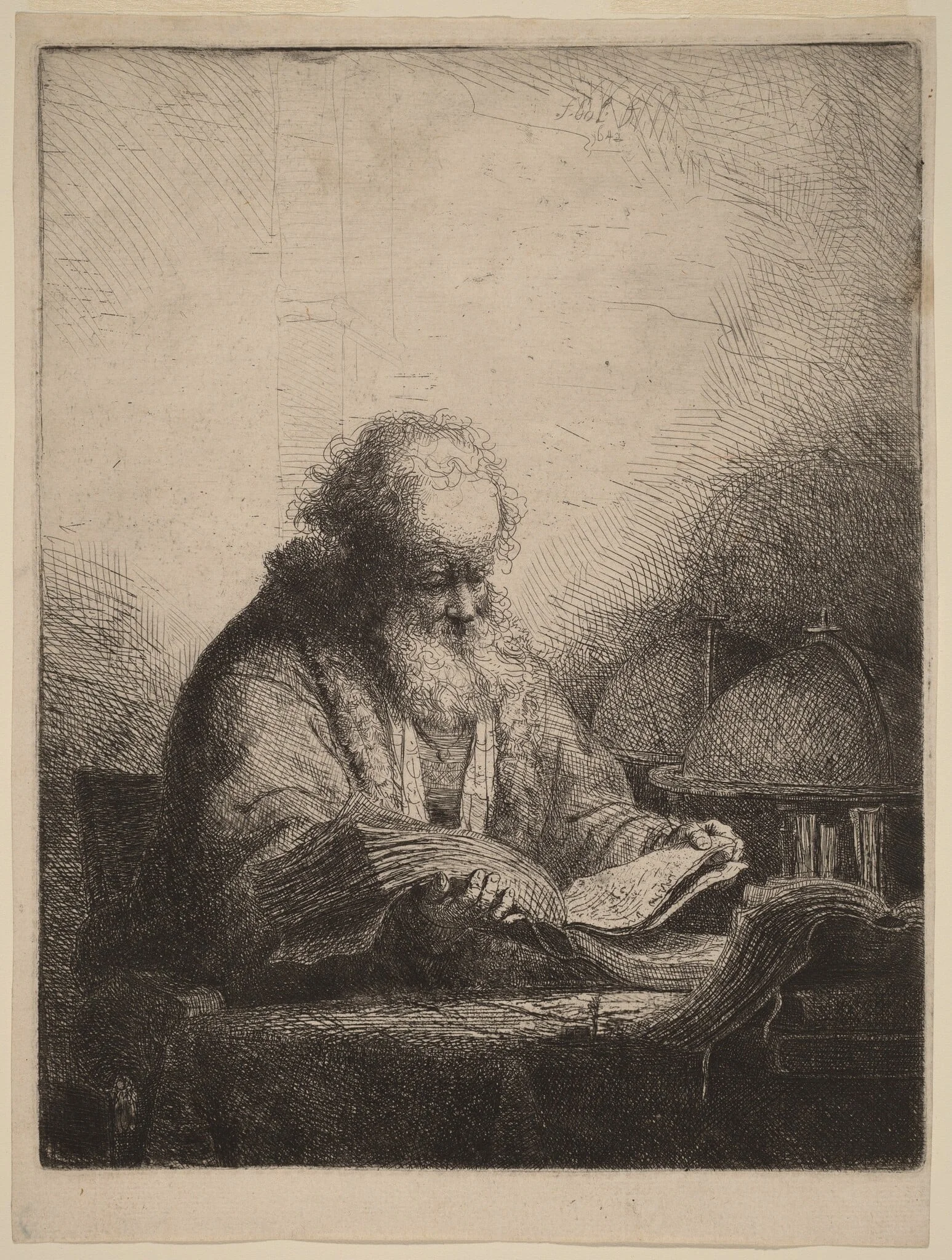 An Old Man Reading, detail