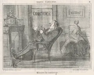 Mossieu le concierge, by Honoré Daumier, ink, 1856