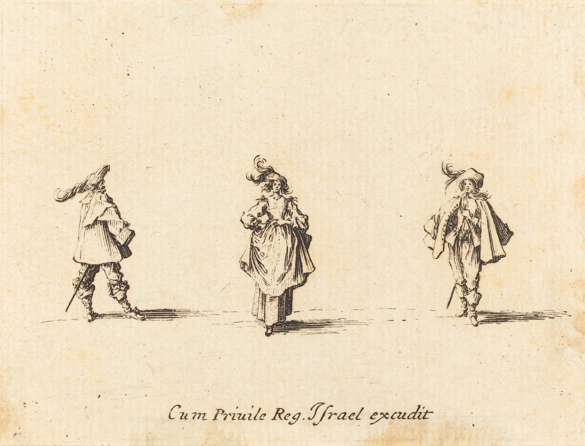 Lady with Plumes, and Two Gentlemen, detail